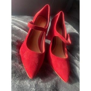 Gianni Bini Red Suede Mary Jane Strappy Heels US Women's Size 9.5 Pre-owned